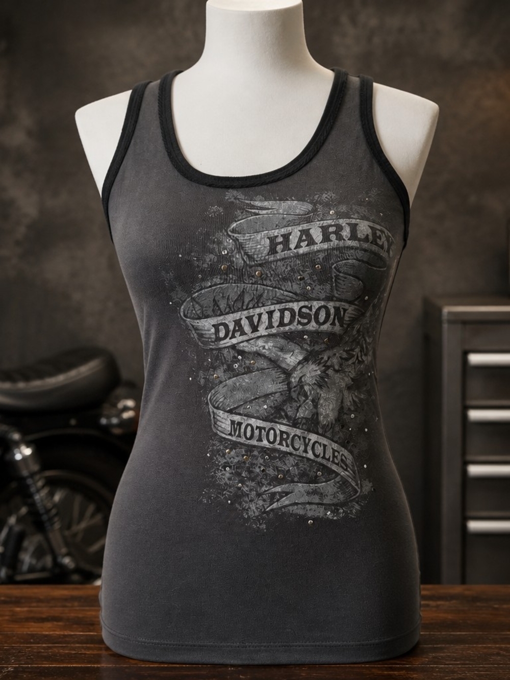 Harley-Davidson Gray Graphic Tank Top Women's size M